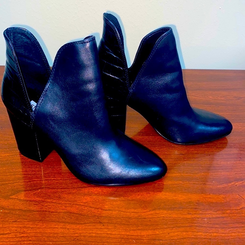 Black Leather Booties by Steve Madden
